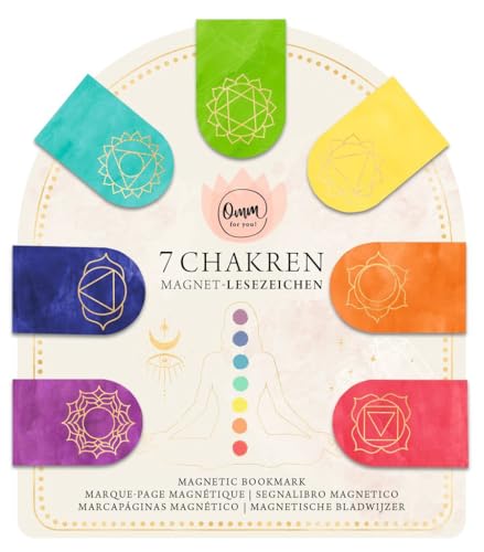 moses. Chakren-Magnetlesezeichen – 7 Magnetische Lesezeichen mit Guide zu Chakren-Bedeutung, 7er Set Bookmarks mit Golddetails von moses