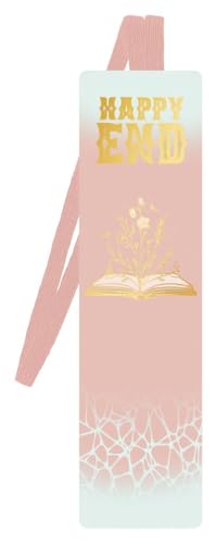 moses. libri_x Lesezeichen mit Band Happy End I Bookmark I Seitenmarker I Buchmarkierung I Geschenkidee für Buchliebhaber von moses