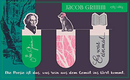moses. libri_x Literarische Magnetlesezeichen Jacob Grimm, 3er Set magnetisches Lesezeichen, charmant illustriert & perfekt für Vielleser von moses
