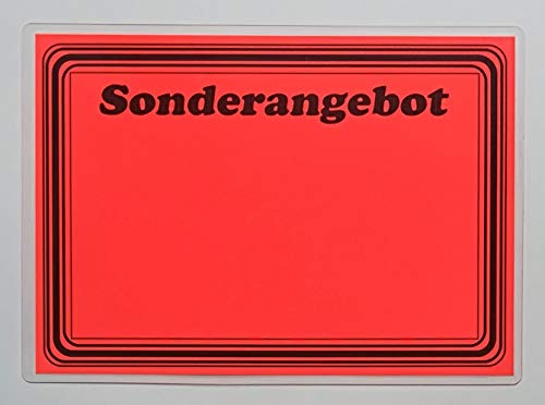 20 laminierte Preisschilder 111 x 154 mm"Sonderangebot" leuchtrot mit Rand Werbesymbole für Räumungsverkauf von most-wanted-shop