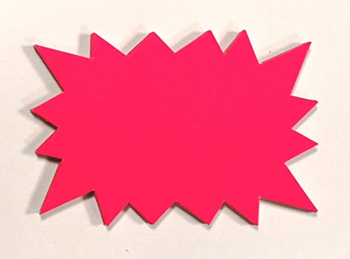 25 Rechteck - Sterne - Preisschilder aus Neon Karton leuchtrosa 16 x 23 cm 380g/qm Werbesymbole für Räumungsverkauf von most-wanted-shop