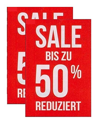 Plakate 2 Stück aus Papier 150g/qm 58,4 x 83,2 cm"SALE BIS ZU 50% REDUZIERT" ohne Rahmen Werbesymbol von most-wanted-shop