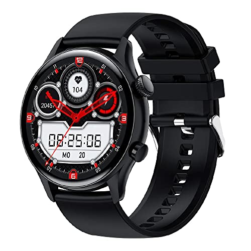 motiofit Luxor (2023) Smartwatch Fitnesstracker AMOLED Display Always on BT Telefonie, Sprachassistent NFC Black Body/Black Silikonband von motiofit
