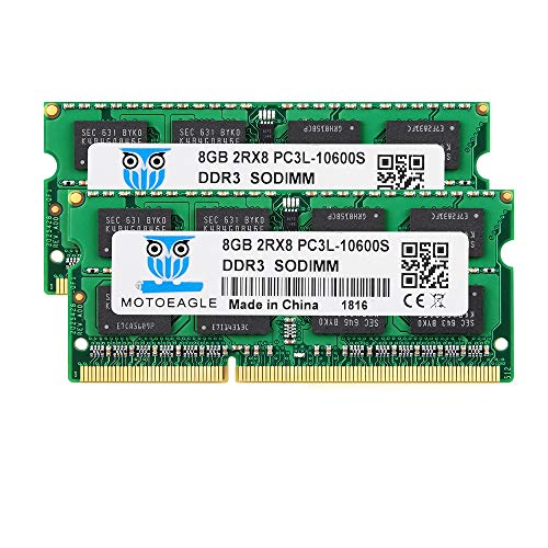 16GB Kit (2x8GB) DDR3/DDR3L 1333MHz SODIMM PC3/PC3L 10600S 8GB 204-Pin Non-ECC CL9 2Rx8 Dual Rank Notizbuch Arbeitsspeicher von motoeagle