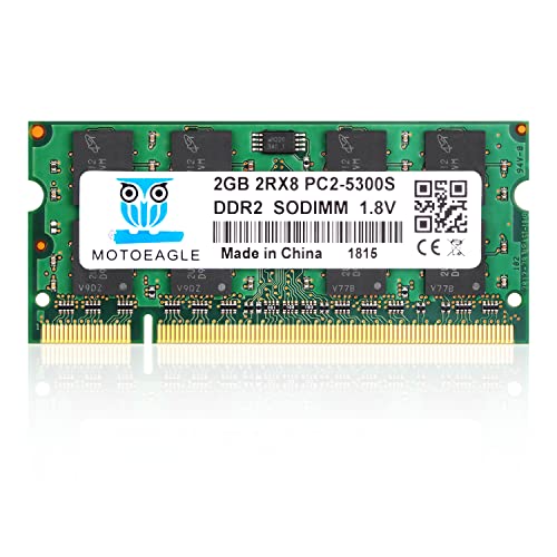 2GB DDR2 667MHz PC2 5300 5300S 2GB SODIMM 200-Pin 1,8V CL5 Non-ECC Unbuffered Notizbuch Arbeitsspeicher von motoeagle