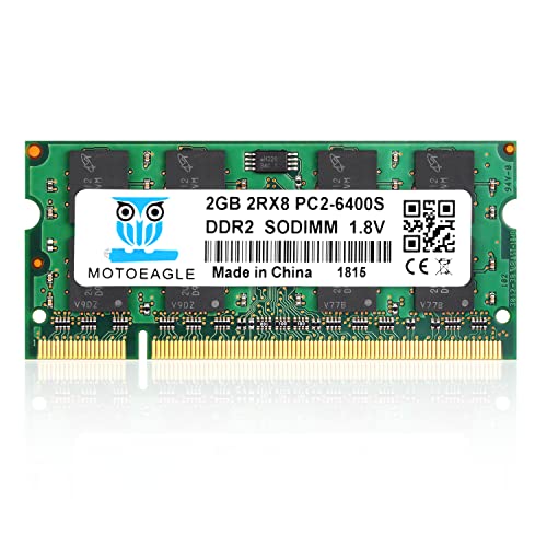 2GB DDR2 800MHz PC2 6400 6400S SODIMM 200-Pin 1,8V CL6 Non-ECC Unbuffered Notizbuch Arbeitsspeicher von motoeagle