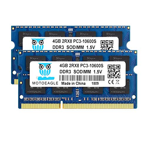 8GB Kit (2x4GB) DDR3 1333MHz PC3 10600S 4GB SODIMM 204-Pin Non-ECC 1.5V CL9 2Rx8 Dual Rank Notizbuch Arbeitsspeicher von motoeagle