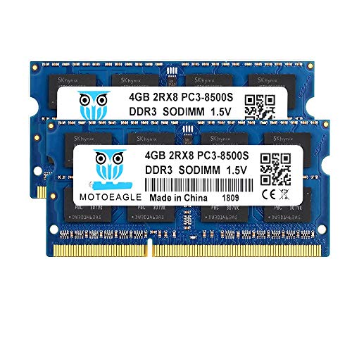8GB Kit (2x4GB) PC3 8500S DDR3 1067MHz 1066MHz SO-DIMM RAM 2Rx8 Arbeitsspeicher 204Pin für Apple Mac Notebook Laptop von motoeagle