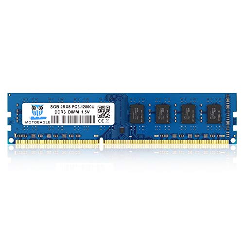 8GB PC3-12800U DDR3-1600 DIMM RAM 2Rx8 UDIMM Arbeitsspeicher DDR3 12800 PC3 1600MHz Desktop Sdram 240-Pin PC Intel Non-ECC CL11 1.5V Dual Rank modul von motoeagle