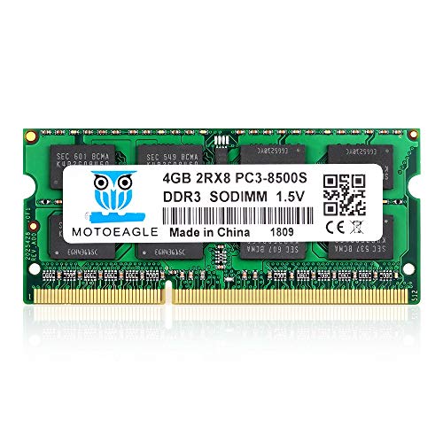 Motoeagle 4 GB 2RX8 PC3-8500S DDR3 1066 MHz 1067 SO-DIMM RAM CL7 204 Pin 1,5 V Notebook Arbeitsspeicher Laptop für Mac Intel AMD von motoeagle