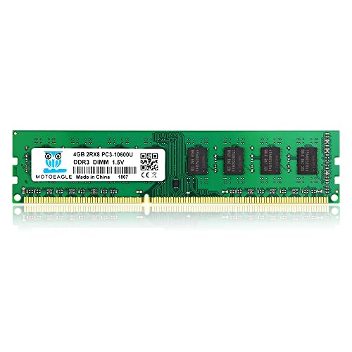Motoeagle DDR3 RAM 4GB DIMM 1333 MHz RAM,4GB 2RX8 PC3 10600U DDR3-1333 MHz UDIMM RAM Desktop Arbeitsspeicher Unbuffered Non-ECC 1.5V CL9 240-Pin von motoeagle
