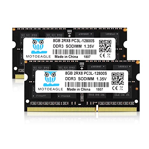 Motoeagle DDR3L-1600 SODIMM 16GB Kit (2x8GB) PC3L-12800S 8GB 2Rx8 PC3 12800S DDR3 1600MHz RAM 1.35V/1.5V CL11 204-Pin Non-ECC ungepuffert Laptop Speicher von motoeagle