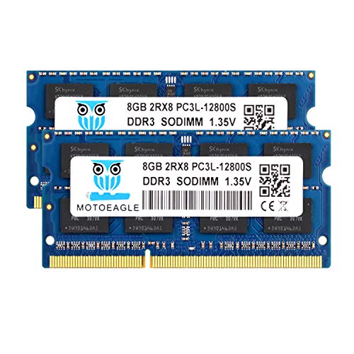 motoeagle 16GB Kit (2x8GB) DDR3L 1600 MHz SODIMM PC3 PC3L 12800S 8GB 204-Pin 2Rx8 DDR3 1600MHz Unbuffered Non-ECC 1.35V CL11 Dual Rank Notizbuch Arbeitsspeicher von motoeagle