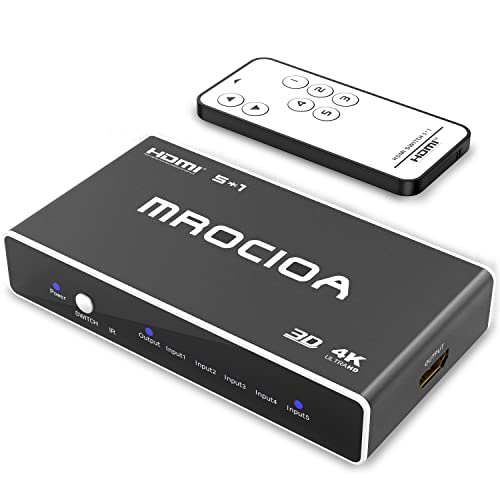 mrocioa HDMI Switch 4K, 5 in 1 Out 4K und 3D HDMI Umschalter, der 5 Port HDMI Splitter automatische umschaltung für PS4 / Xbox One/Fire TV/Apple TV/Sky Box/STB/DVD/Laptop/Roku. von mrocioa