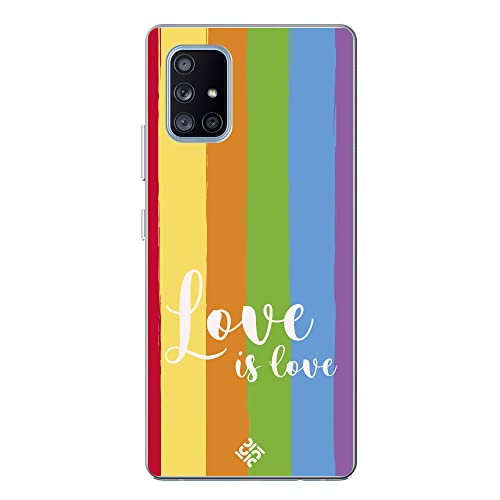 Movilshop Schutzhülle für Samsung Galaxy A71 5G, authentisches Zeichnen [ Love is Love – Regenbogen] aus flexiblem Silikon, transparent, Schutzhülle für Smartphone von ms móvil shop
