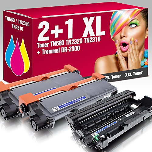 2 Kompatible Toner TN-2320 mit 1x Trommel DR-2300 für Brother von ms-point