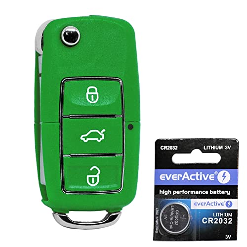 Auto Klapp Schlüssel Gehäuse Grün für VW Polo Beetle Passat Caddy T5 Tiguan EOS Golf von mt-key