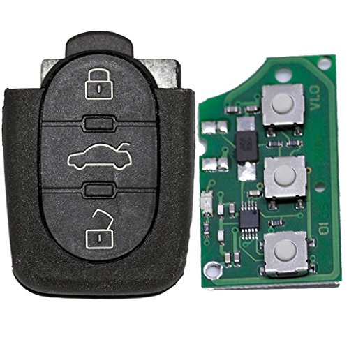 Auto Schlüssel Funk Fernbedienung 1x Gehäuse + 1x 433,9 MHz Sender Sendeeinheit 1J0959753B + 1x Batterie für VW SEAT Skoda von mt-key