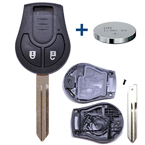 Auto Schlüssel Funk Fernbedienung 1x Gehäuse 2 Tasten + 1x CR1620 Batterie für Nissan von mt-key