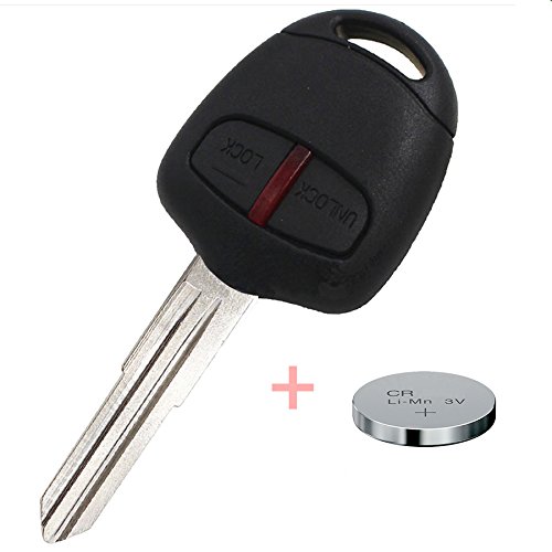 Auto Schlüssel Funk Fernbedienung 1x Gehäuse 2 Tasten + 1x Rohling MIT11R + 1x CR1616 Batterie kompatibel mit Mitsubishi von mt-key
