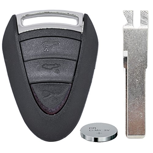 Auto Schlüssel Funk Fernbedienung 1x Gehäuse 3 Tasten + 1x Rohling HAA + 1x CR2032 Batterie für Porsche von mt key