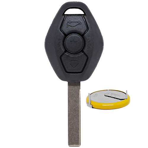 Auto Schlüssel Funk Fernbedienung 1x Gehäuse 3 Tasten + 1x fest eingegossener Rohling HU92 + 1x LIR2025 Akku Batterie für BMW von mt key