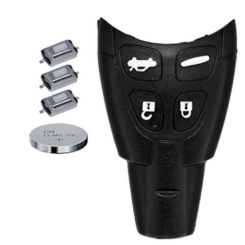 Auto Schlüssel Smartkey Funk Fernbedienung Sender 4 Tasten Gehäuse + CR3032 Batterie + 3X Mikrotaster kompatibel mit SAAB von mt key
