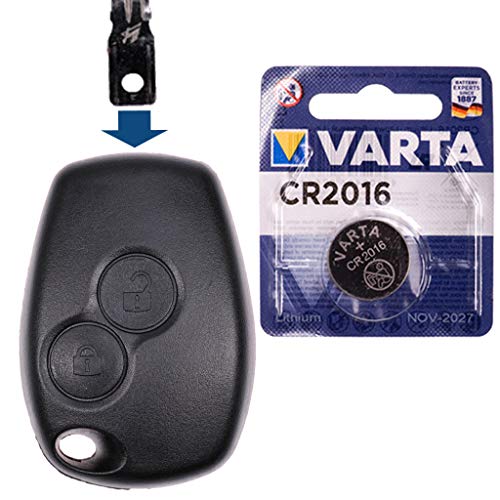 Autoschlüssel Funk Fernbedienung Austausch Gehäuse mit 2 Tasten + Batterie kompatibel mit Renault Twingo II Clio III Kangoo II Wind Modus Master IV Autoschlüssel Funk Fernbedienung Austausch Gehäuse mit 2 Tasten + Batterie kompatibel mit Renault Twingo II Clio III Kangoo II Wind Modus Master IV von mt key