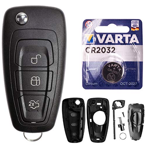 Autoschlüssel Funk Fernbedienung Austausch Gehäuse mit 3 Tasten + HU101 Rohling + Batterie kompatibel mit Ford Transit Focus III Galaxy II Fiesta VI Autoschlüssel Funk Fernbedienung Austausch Gehäuse mit 3 Tasten + HU101 Rohling + Batterie kompatibel mit Ford Transit Focus III Galaxy II Fiesta VI von mt key