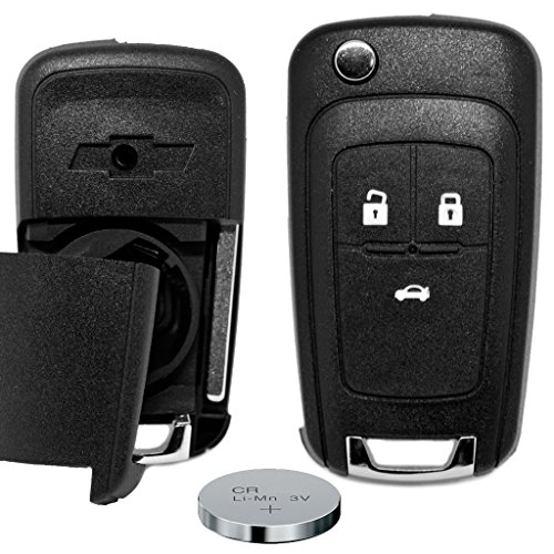 Klapp Schlüssel Gehäuse Funkschlüssel Fernbedienung 3 Tasten Autoschlüssel Rohling + Batterie für Chevrolet von mt-key