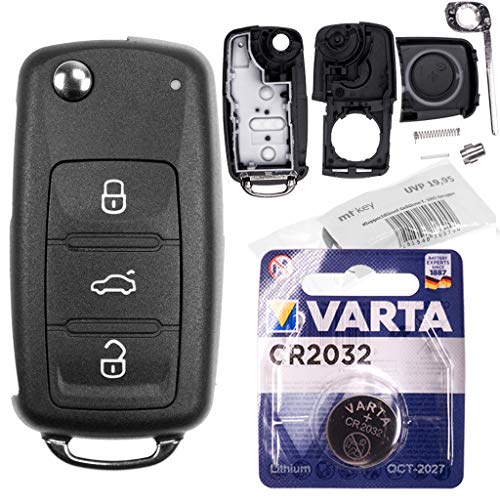 Repair Reparatur Satz Auto Schlüssel Austausch Gehäuse mit 3 Tasten + Rohling + Batterie kompatibel mit VW Golf UP Polo T5 Caddy Tiguan Beetle EOS Jetta Repair Reparatur Satz Auto Schlüssel Austausch Gehäuse mit 3 Tasten + Rohling + Batterie kompatibel mit VW Golf UP Polo T5 Caddy Tiguan Beetle EOS Jetta von mt key