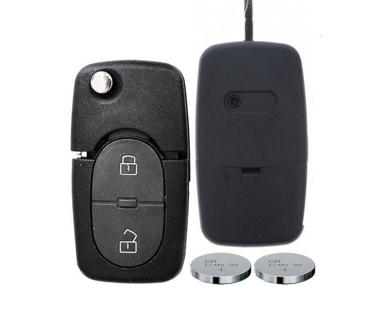 mt-key Auto Klapp Schlüssel Reparatur Gehäuse 2 Tasten + 2x passende CR1620 Knopfzelle, CR1620 (3,6 V), für von mt-key