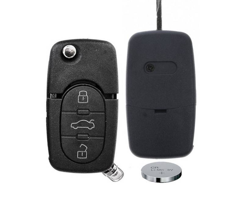 mt-key Auto Klapp Schlüssel Reparatur Gehäuse 3 Tasten + 1x passende CR2032 Knopfzelle, CR2032 (3,6 V), für von mt-key