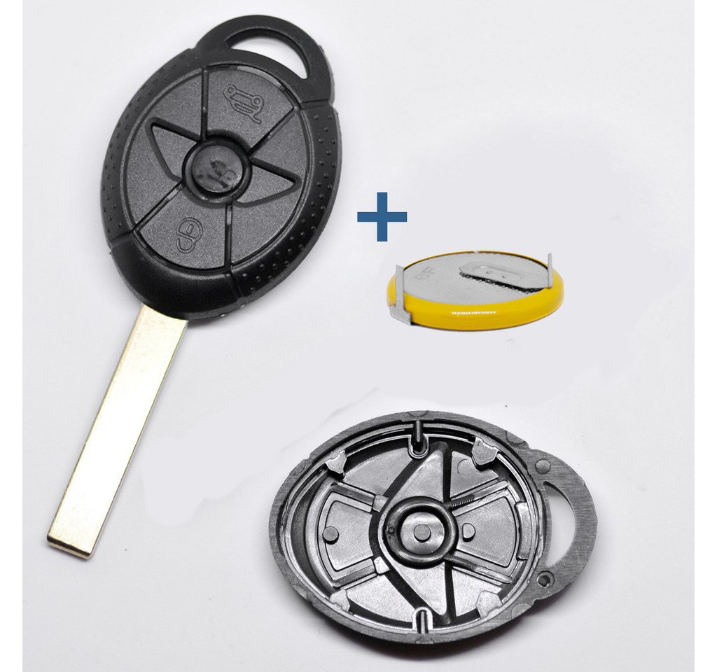 mt-key Auto Schlüssel Ersatz Gehäuse 3 Tasten + 1x Rohling + 1x LIR2025 Knopfzelle, LIR2025 (3,6 V), für MINI Funk Fernbedienung von mt-key