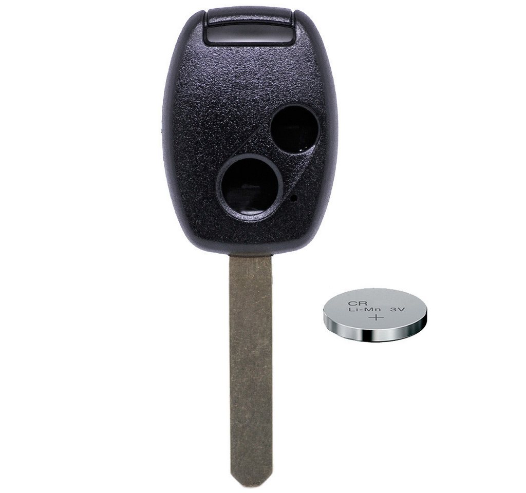 mt-key Auto Schlüssel Gehäuse 2 Tasten + 1x Rohling HON66 + passende CR1616 Knopfzelle, CR1616 (3 V), für Honda Funk Fernbedienung von mt-key
