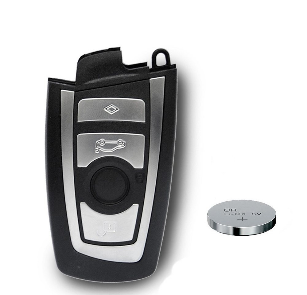 mt-key Auto Schlüssel Smartkey 4 Tasten Ersatz Gehäuse + passende CR2450 Knopfzelle, CR2450 (3 V), für BMW Funk Fernbedienung von mt-key