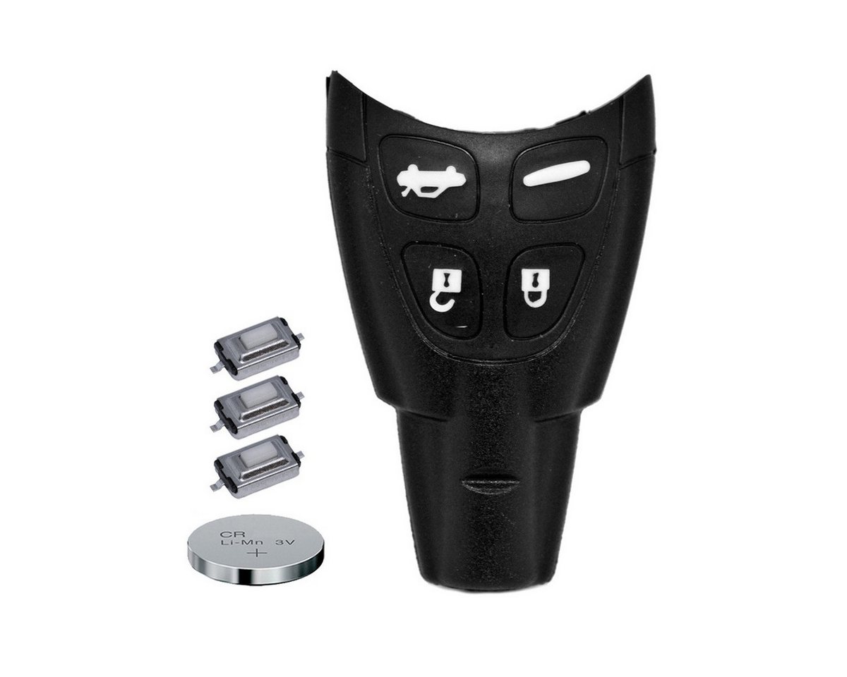 mt-key Auto Schlüssel Smartkey 4 Tasten Gehäuse + 3X Mikrotaster + CR3032 Knopfzelle, CR2032 (3 V), für SAAB Funk Fernbedienung von mt-key