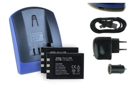 2 Akkus + Ladegerät (Netz+Kfz+USB) Li-10B / LI-12B für Olympus C-50 C-60..FE-200..X500..mju300...s. Liste! von mtb more energy