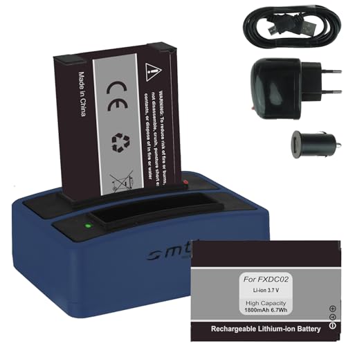 2X Akku + Dual-Ladegerät (Netz+Kfz+USB) FXDC02, CFXDC02 kompatibel mit Drift HD Ghost (10-005-00), Ghost-S (10-007-00) von mtb more energy