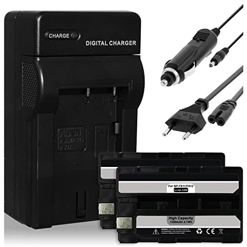 2X Akku + Ladegerät (Netz, KFZ) kompatibel mit Sony NP-FS11 kompatibel mit Sony Cybershot DSC-F55, F55V, F505, F505V, P1, P20, P30 / DCR-PC1, PC2, PC3, PC4, PC5, TRV1VE / RUVI CCD-CR1 von mtb more energy