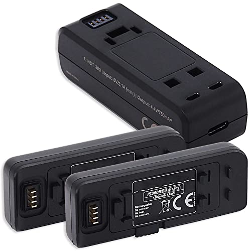 2X Akku-Basis + Dual-Ladegerät (USB) kompatibel mit Insta 360 One R, One RS Action Cam [1200mAh - 3.85V - Li Ion - 100% kompatibel] von mtb more energy