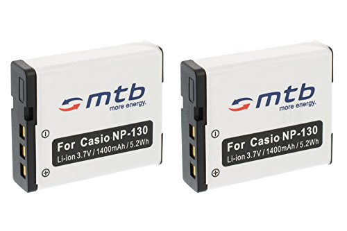 2X Akku NP-130 kompatibel mit Casio Exilim EX-H30, H35, ZR100, ZR200, ZR300, ZR700, ZR800, ZR1000... (s. Liste) von mtb more energy
