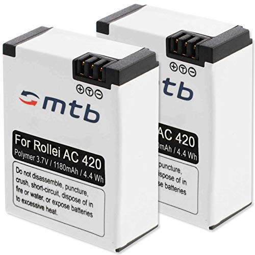 2X Akku kompatibel mit Rollei Actioncam 420 von mtb more energy