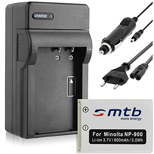Ersatz-Akku + Ladegerät (Netz, KFZ) kompatibel mit Konica Minolta NP-900, Olympus Li-80B … (Siehe Beschreibung) von mtb more energy