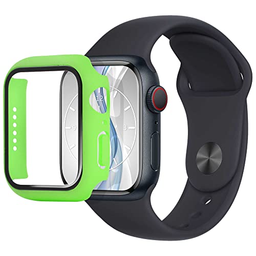 Hülle kompatibel mit Apple Watch 4, 5, 6, SE (40mm) - neongrün - integrierter Displayschutz aus gehärtetem Glas - Rundum Schutz Bumper Gehäuse Schutzhülle Tempered Glass von mtb more energy