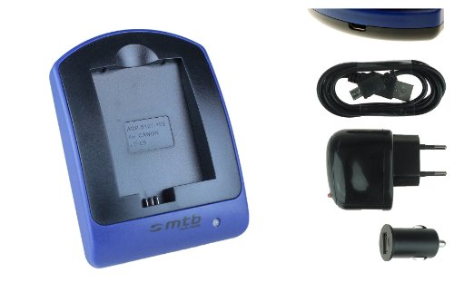 Ladegerät (USB, KFZ, Netz) kompatibel mit Canon LP-E5 / EOS 450D, 500D, 1000D / Rebel T1i, XS, Xsi von mtb more energy
