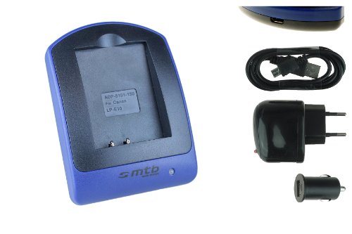 Ladegerät (USB, KFZ, Netz) kompatibel mit LP-E10 LPE10 / Canon EOS 1100D, 1200D, 1300D / Rebel T3, Rebel T5 von mtb more energy
