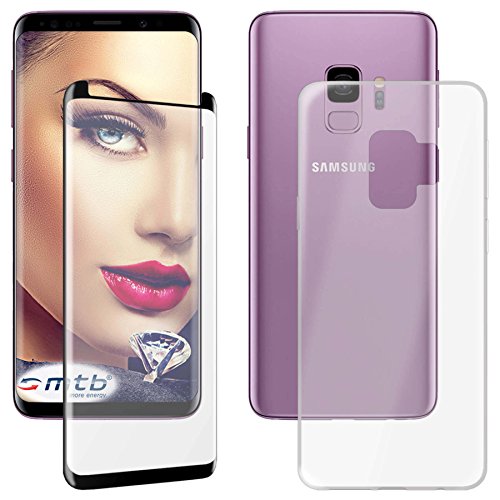mtb more energy® 5D Schutzglas und Schutzhülle für Samsung Galaxy S9 (SM-G960, 5.8'') | transparent - schwarz | TPU Case | 100% Haftung | Curved Full Glue Display Glasfolie von mtb more energy