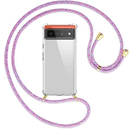 mtb more energy® Handykette kompatibel mit Google Pixel 6 (6.4'') - Purple Unicorn/Gold - Smartphone Hülle zum Umhängen - Anti Shock Full TPU Case von mtb more energy