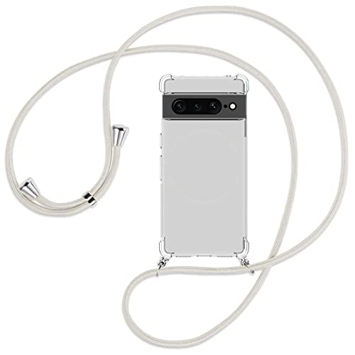 mtb more energy® Handykette kompatibel mit Google Pixel 7 Pro - Broken White - Smartphone Hülle zum Umhängen - Anti Shock Full TPU Case von mtb more energy